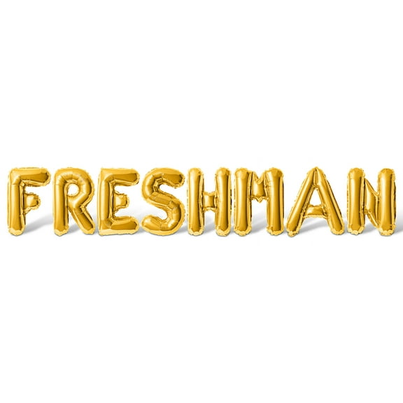 Letter Balloons - FRESHMAN 16" Inch Alphabet Letters Foil Mylar Balloon Freshman Year Party Banner (Gold)
