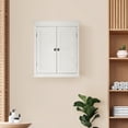 thumbnail image 2 of Teamson Home Shutter Door Bathroom Cabinet Wooden Storage Unit Wall Mounted 2 Doors White, 2 of 7