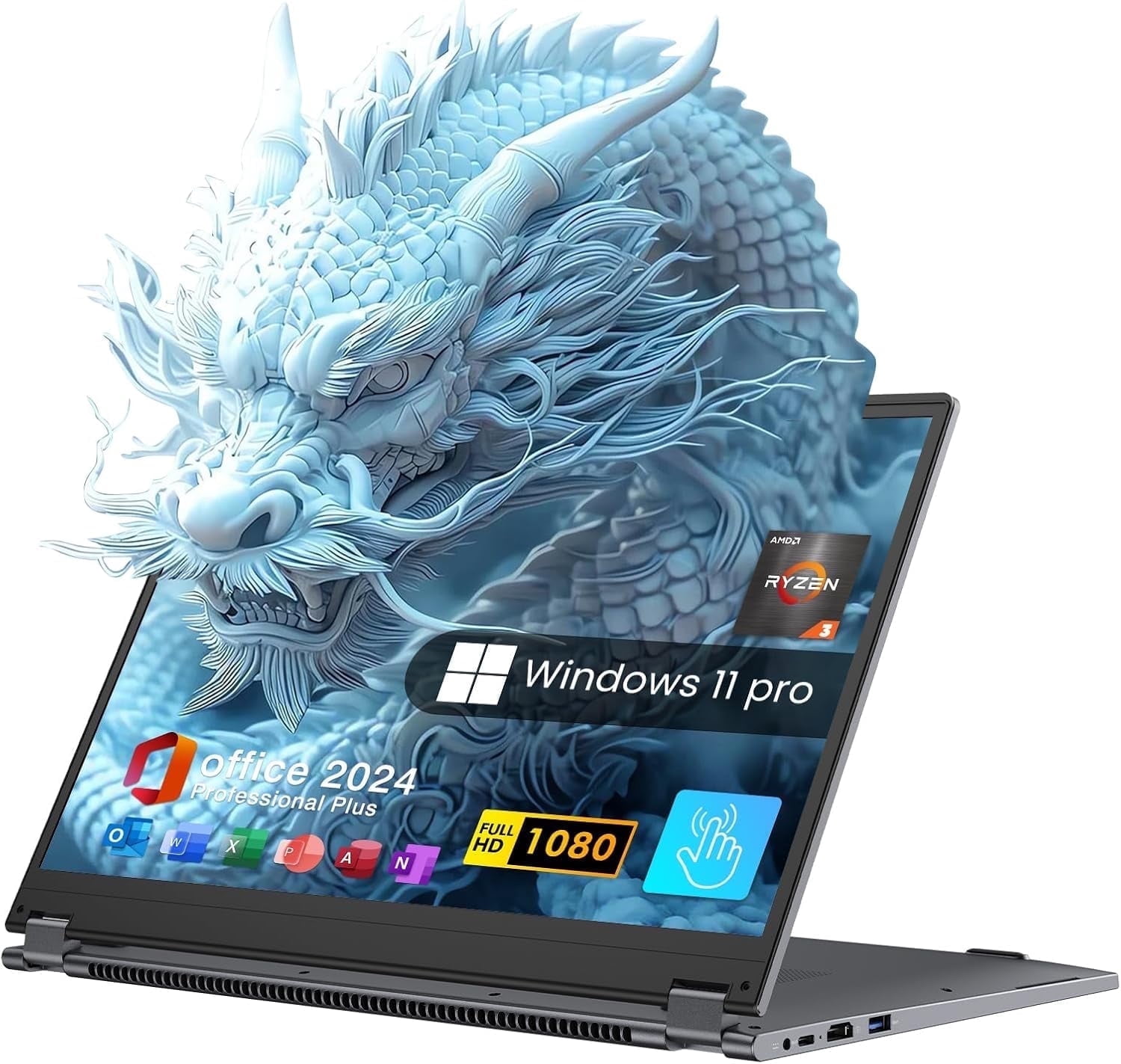 15.6" Touchscreen Laptop,512GB SSD 16GB RAM,Windows 11 Pro,360° Foldable 2 in 1 NoteBook Computer,AMD Ryzen R3 3200U(Up to 3.5 GHz),Office 365,Blacklit Keyboard,FHD Display