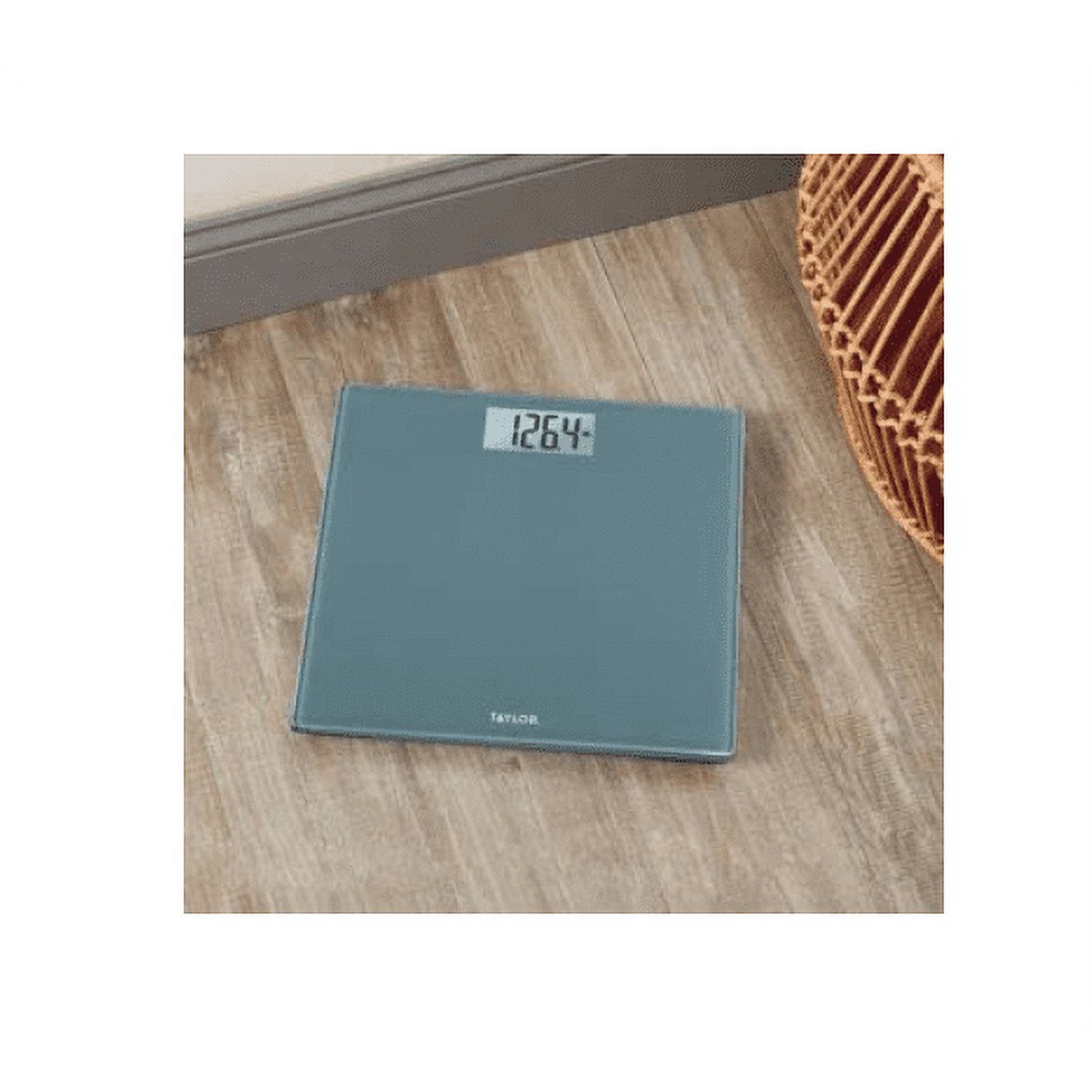 Taylor Precision Products Glass Digital Scale, Body Weight, Bathroom Scale, Highly Accurate 400 LB Capacity, Auto On and Off Scale, Blue