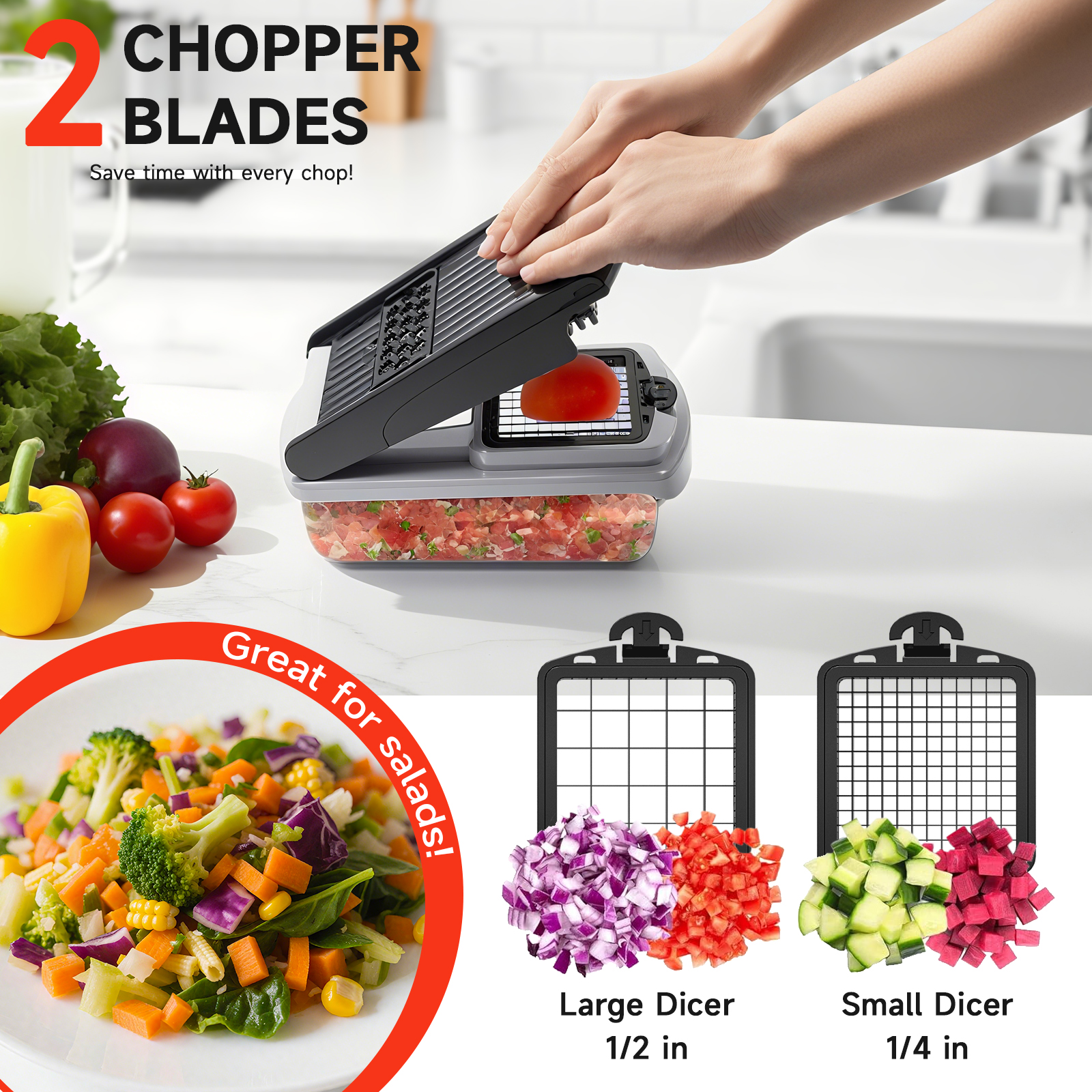 Aonhom 15-in-1 Vegetable Chopper and Slicer, White photo 5