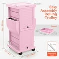 thumbnail image 4 of TASALON Space-Saving Salon Trolley Cart with Lockable 6 Trays & 2 Holders - Ultimate Hair & Beauty Storage Solution，Pink, 4 of 12