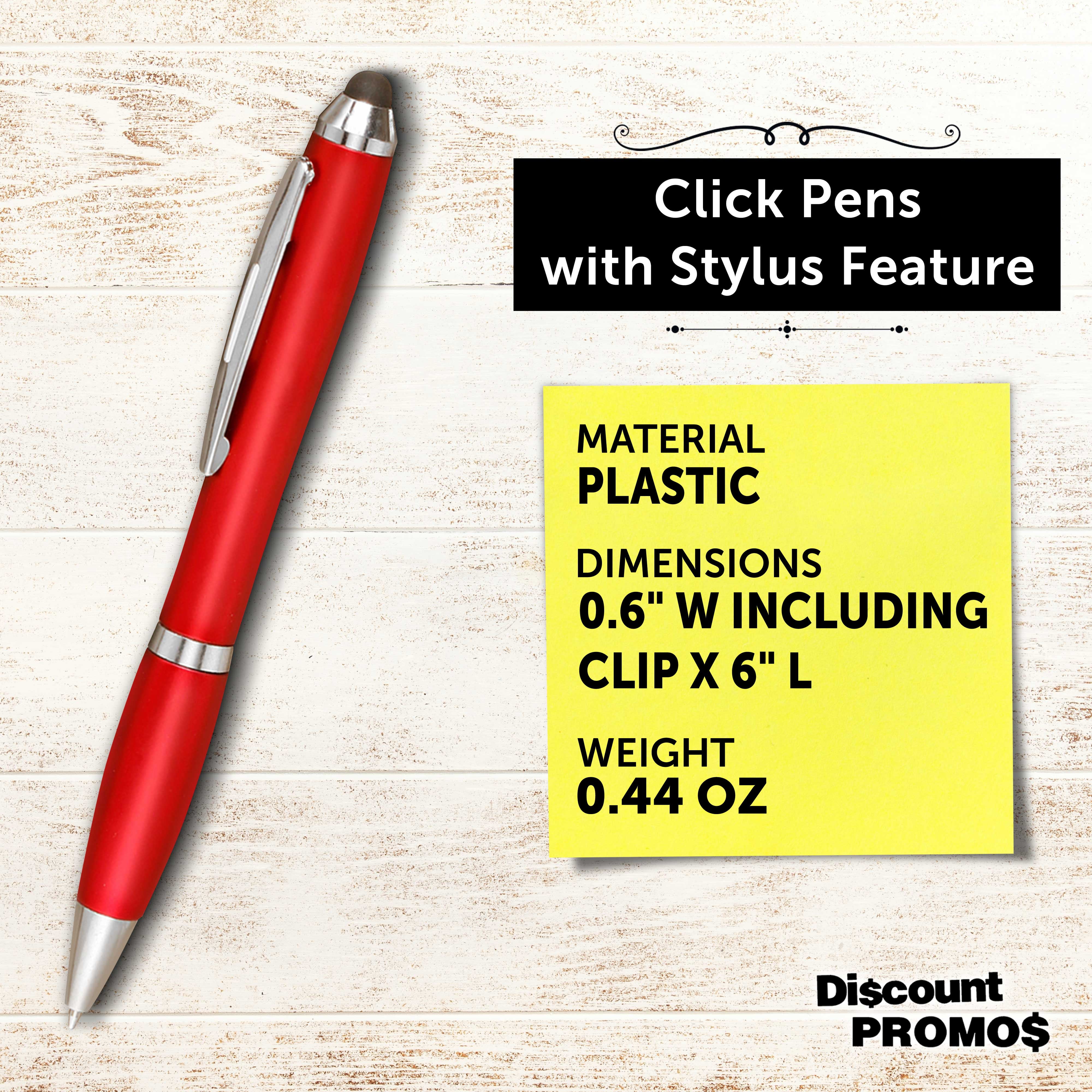 Plastic Stylus Pens Set of 10, Bulk Pack - Black Ink, Great for Office, School, Business, Tradeshows, Events - Red