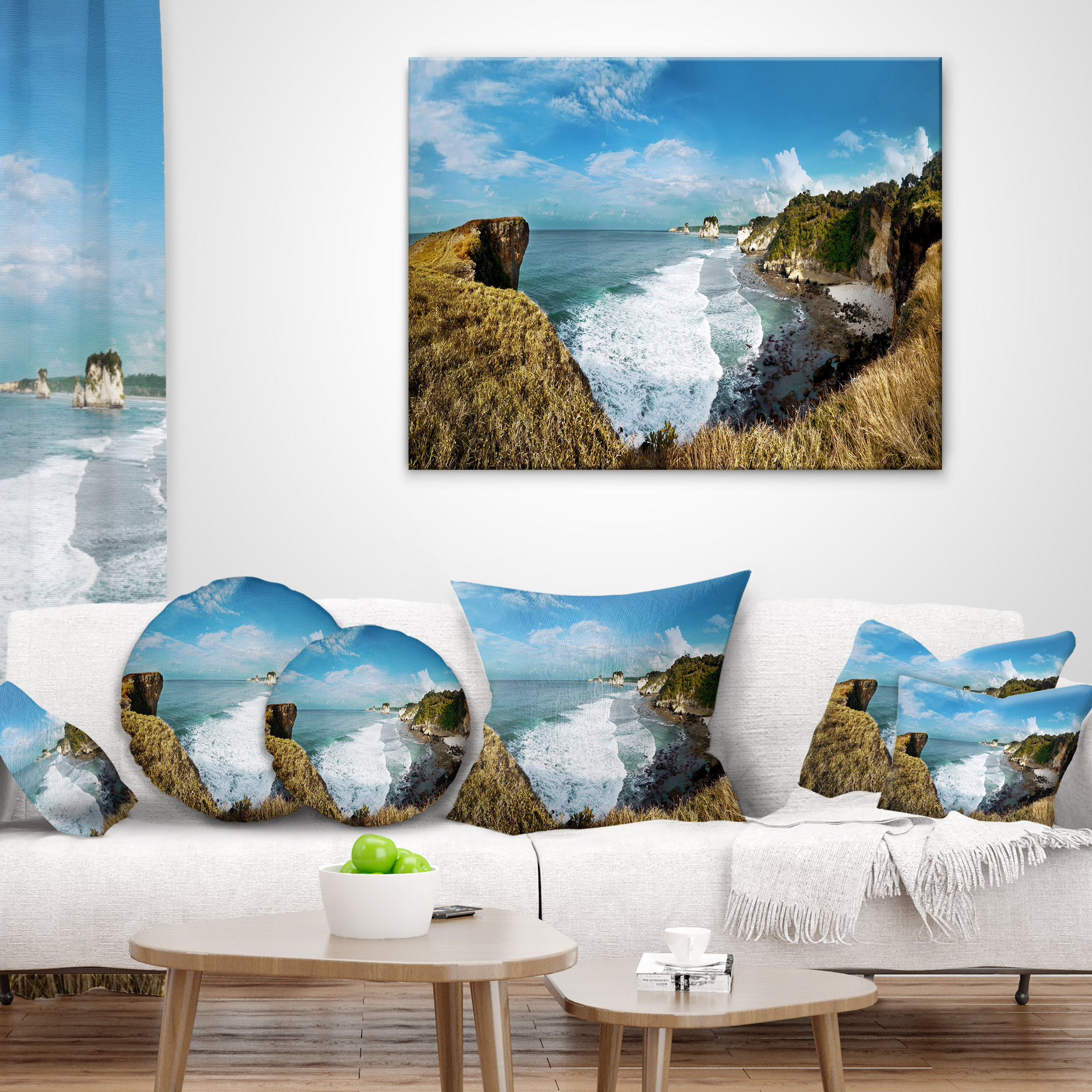 Designart Rocky Beach on the Sumba Island - Seascape Throw Pillow - 18x18