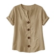 thumbnail image 6 of Guluxicc Button Up Shirt Women Short Sleeve Cotton Button Front Solid Color Casual Summer Outdoor Wear Trendy Tops, 6 of 8