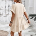 thumbnail image 5 of Efsteb A Line Dresses for Women Elegant Dress Fashion Short Sleeve Spring V-Neck Solid Color Loose Plus Size Ruched Beach Vacation Dress ,Size:S, 5 of 8