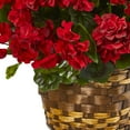 thumbnail image 3 of Nearly Natural 19in. UV Resistant Geranium Hanging Basket Artificial Plant UV Resistant, Red, 3 of 3