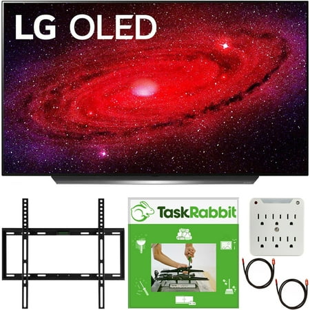 LG OLED55CXPUA 55 inch CX 4K Smart OLED TV with AI ThinQ 2020 Bundle with TaskRabbit Installation Services + Deco Gear Wall Mount + HDMI Cables + Surge Adapter(OLED55CX 55CX 55" TV)