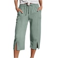 thumbnail image 2 of JUSLIO Capris for Women with Pockets Casual Fashion Elastic Waist Drawstring Capris Mint Green M, 2 of 6
