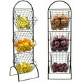 thumbnail image 3 of 3-Tier Wire Market Basket Storage Stand for Fruit, Vegetables, Households for Bedroom, Living Room, Office, 3 of 8