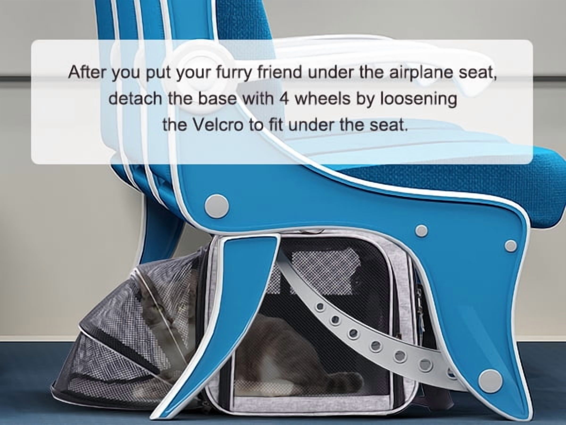 BEBANG Rolling Pet Carrier with Wheels, Airline Approved photo 8