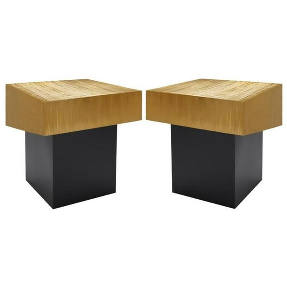 Home Square Palladium Textured Metal End Table in Gold - Set of 2
