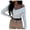 A-White4, variant on Womens Tees Off Shoulder Cross Wrap Folded Long Sleeve Ribbed Tops Body Hugging Going Out Fitted Shirts
