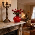 thumbnail image 6 of Pomegranate Glass Vase Centerpiece - Red Flower Vase for Fresh Flowers, Artificial Stems - Hydroponic Vessel Tabletop Decor, 3.93x3.93x3.93in Small Vase for Home Desk, Shelf, Gift, 6 of 6