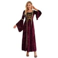 thumbnail image 5 of XUNZOO Womens Medieval Victoria Queen Princess Velvet Dress Renaissance Maxi Dresses Burgundy XXL, 5 of 7