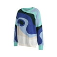 thumbnail image 3 of Seyurigaoka Women Juniors Mock Neck Long Sleeve Abstract Print Color Block Loose Sweater, 3 of 9