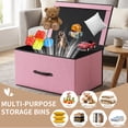 thumbnail image 5 of HONEIER Large Toy Box, Toy Box with Lid, Foldable Toy Box Storage Chest for Kids Playroom Nursery Living Room, 24 x 16 x 12 Inches, Pink, 5 of 10