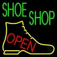 thumbnail image 1 of Green Shoe Shop Open LED Neon Sign 24 x 24 - inches, Black Square Cut Acrylic Backing, with Dimmer - Bright and Premium built indoor LED Neon Sign for store interior Décor, Storefront., 1 of 7