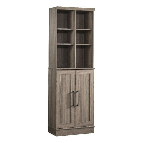 Maklaine Transitional Engineered Wood Storage Cabinet in Salt Oak Finish