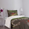thumbnail image 3 of Ambesonne Dinosaur Quilted Bedspread Set 2 Pcs, Aggressive Wild T-Rex, Twin Size, Dark Brown Fern Green, 3 of 5