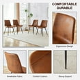 thumbnail image 4 of TesNus Dining Chairs Set of 6, Brown Faux Leather Seat with Suede Back High Back Upholstered Chairs Black Metal Legs for Dining Room Kitchen Living Space, 4 of 8