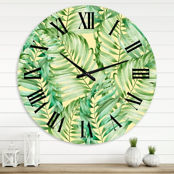 Designart 'Tropical Leaves Of Monstera' Tropical Wall Clock