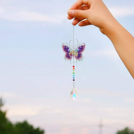 

lystmrge Spinning Wind Chimes Customized Wind Chimes Outdoor Wind Chimes Large Deep Tone Diamond Painting Point Drill Wind Chime Pendant Handmade DIY Pendant Crystal Door Decoration