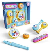 Lollipop Little Tikes Musical Instruments Set - Flute, Maracas, Harmonica, Tambourine for Toddlers, Educational Musical Toys Toys for Kids 24 Months+ (Baby Shark Light Blue)