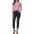 thumbnail image 2 of INSPIRE CHIC Women's Solid V Neck Cap Short Sleeves Work Blouse M Dusty Pink, 2 of 5