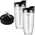 thumbnail image 1 of Piezas de repuesto para licuadora Ninja, vasos de licuadora Ninja de 24 oz con tapas para llevar, cuchilla extractora de 7 aletas, compatible con licuadoras Nutri Ninja Auto iQ BL2012 BN801 BL480-30, 1 of 8