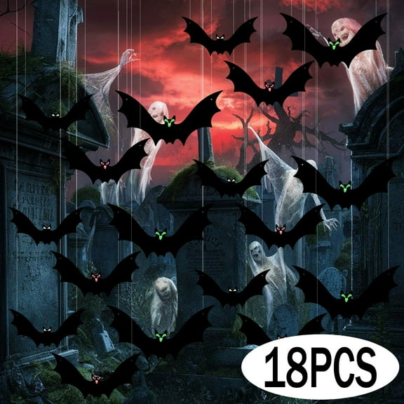 Halloween Decoration Hanging Bats for Yard Large Flying Bats for Yard Outdoor Indoor Lawn Halloween Party Decorations 18 Pcs