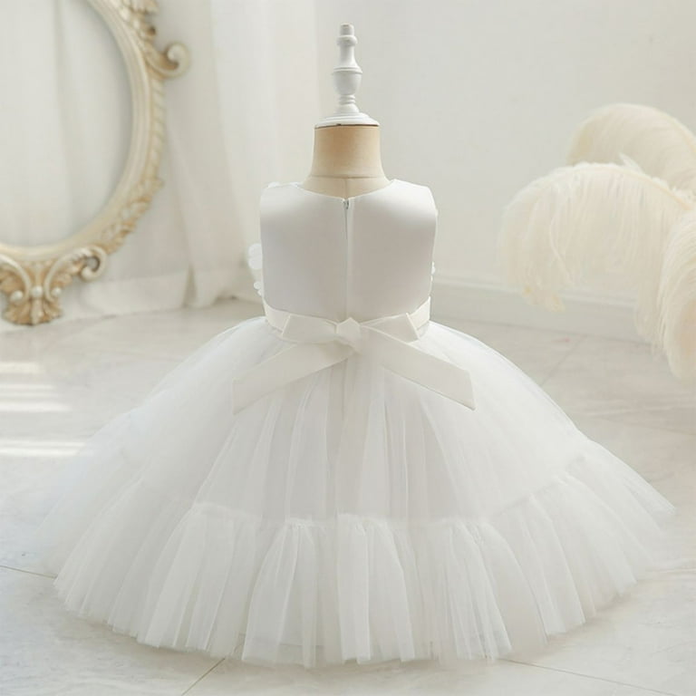 AJTQTH Princess Dress for Girls Toddler Newborn Crewneck Sleeveless  Folowers Bowties High Waist Maxi Dress Ruffles Flowy Gowns Back Zipper  Party Cloths White 4 Years - Walmart.com