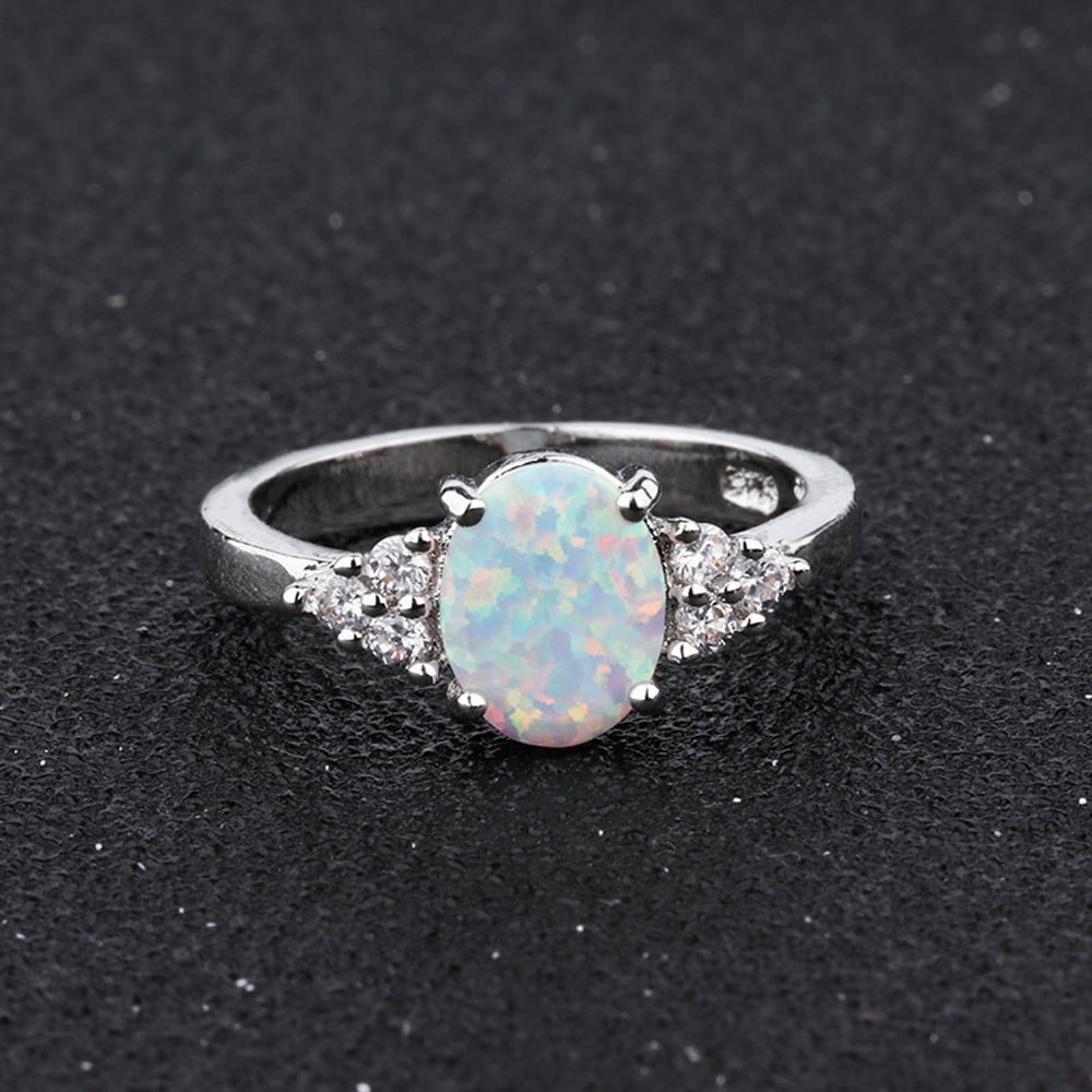 Jewelry Rings Opal Ring Round Opal White Stone Hand Jewelry Fashion Jewelry Ring  Rings for Women Silicone Ring Women 