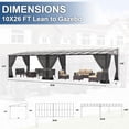 thumbnail image 2 of Kullavik Outdoor Lean to Gazebo 10x26FT, Hardtop Wall Mounted Gazebo with Sloping Sun Panel Roof, Awnings for Patio with Metal Frame, Double Curtains for Garden, Lawn, Backyard Deck, Grey, 2 of 7