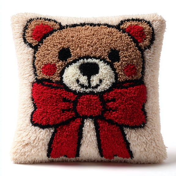 Hook and Latch Kit Cartoon Bear Latch Hook Throw Pillow Kit 17x17inch