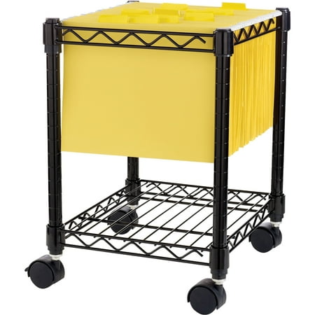 Mobile Treatment Cart - Lorell, LLR62950, Compact Mobile Wire Filling Cart, 1 Each, Black