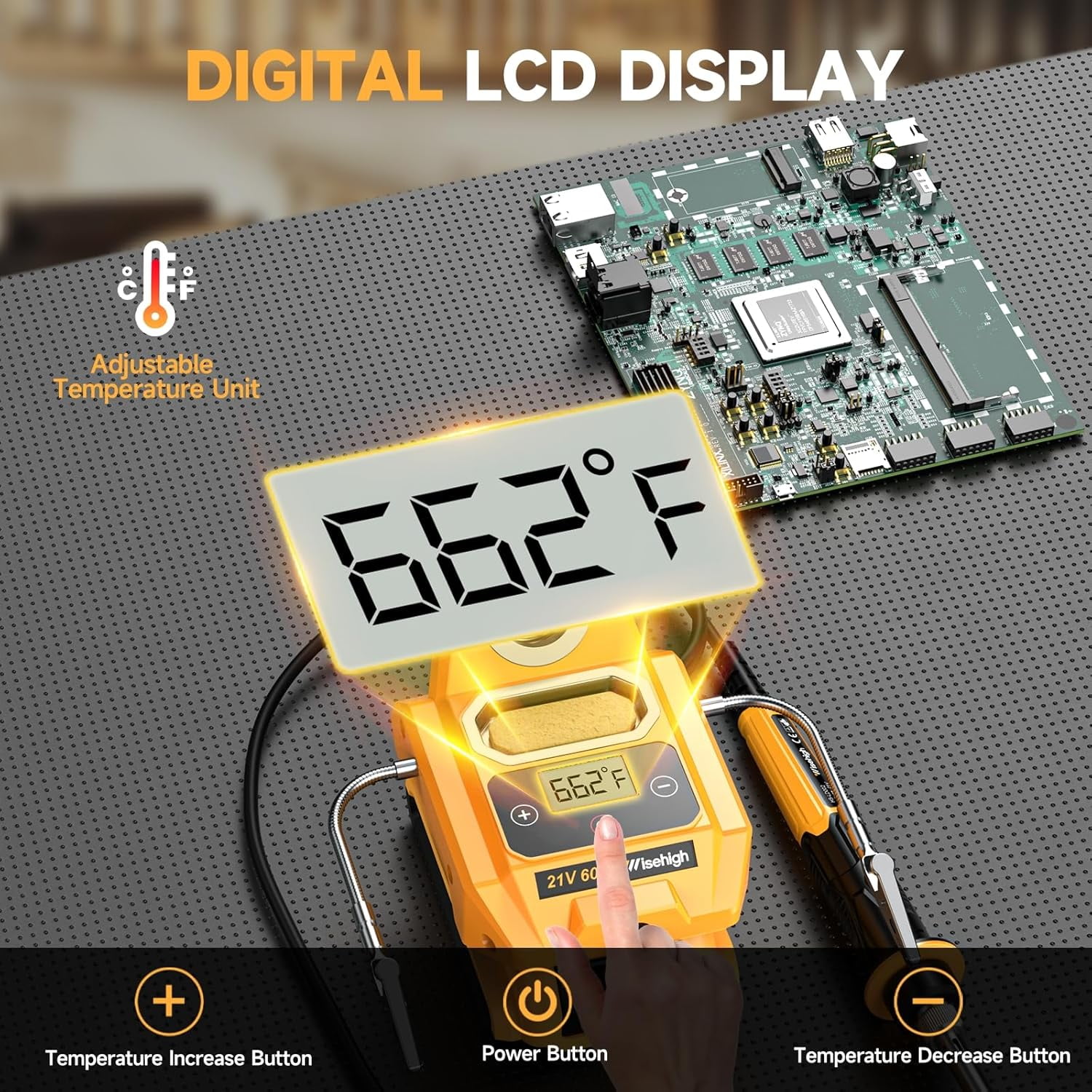 Cordless Soldering Station for Dewalt 20V Max Battery - Electric Digital LCD Display Soldering Iron Station Fast Heating Up Soldering Station for DIY, Appliance Repair (Battery Not Included)