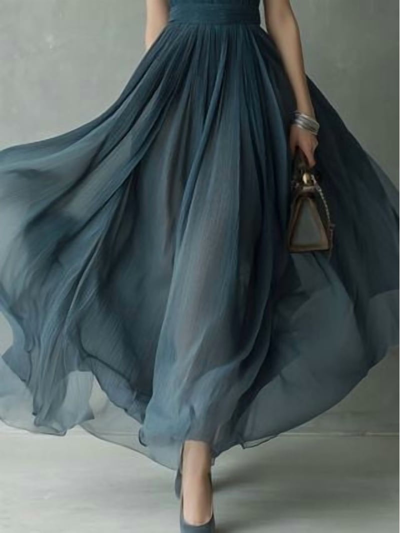 horizontal pleated dress Zanvylia Women's Teal Pleated Sleeveless Maxi Dress High Stand Collar Keyhole Neck Dress with Horizontal Pleated Waist Full Pleated A Line Skirt and