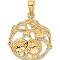 thumbnail image 4 of 14K Yellow Gold Shell Cluster In Circle Charm (28 X 20.9) Made United States k8074, 4 of 5