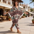 thumbnail image 5 of DISNIMO Women's Kaftan Maxi Dress Cow Aztec Print Batwing Sleeve V Neck Beach Swimsuit Cover Ups Loose Fit Bathing Suit Coverup Lightweight Caftan Dresses Soft Loungewear, 5 of 7