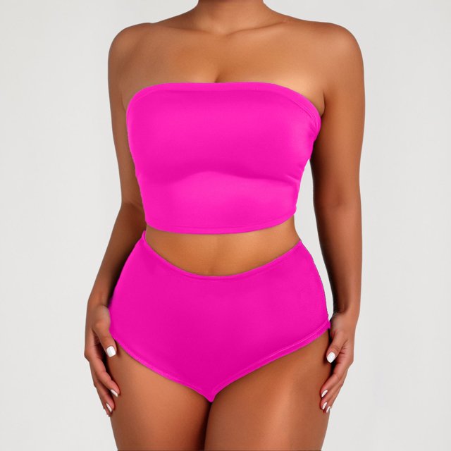 Swimsuit for Women Push Up Bikini Top Tummy Control Bathing Suit High Cut Mid Rise Sporty Swimwear