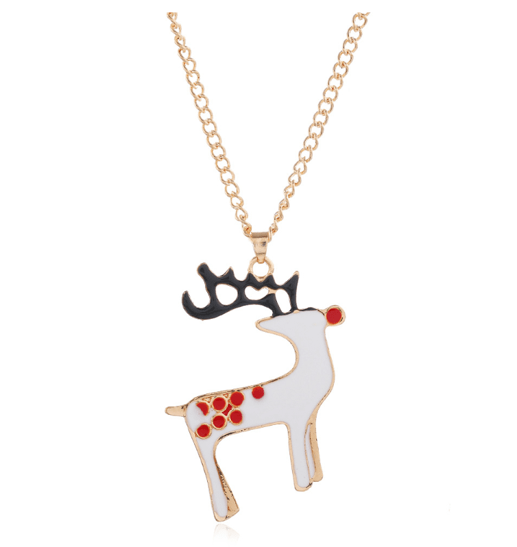 CHRISTMAS PEARLS Reindeer & Snowman GORGEOUS Chain Necklace Pendant Santa Antler 