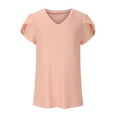 thumbnail image 2 of Womens Waffle Knit Summer Tops Casual Loose Fit V Neck Petal Short Sleeve Blouses Comfy Soft Solid Color Shirts, 2 of 5