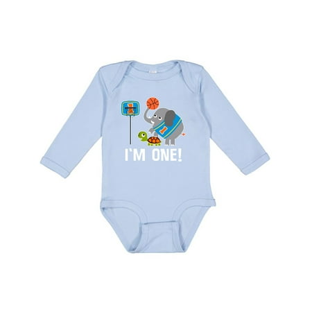 

Inktastic Basketball 1st Birthday for One Year Old Gift Baby Boy Long Sleeve Bodysuit