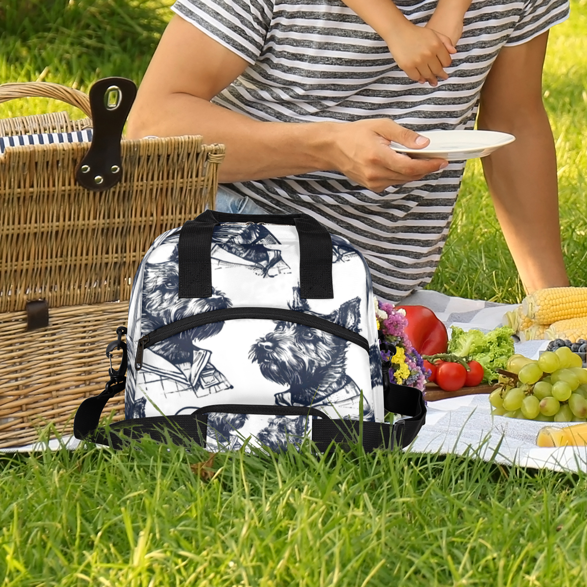 Herdesigns Cool Dogs Scottish Terrier Insulated Lunch Bag for Women Men Adults Large Reusable Lunch Box Leakproof Portable Cooler Tote Bags with Adjustable Shoulder Strap