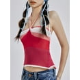 thumbnail image 5 of Women Crop Halter Tops Contrast Color Sleeveless Sweater Camisole for Streetwear, 5 of 10