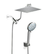 Cobbe 8-Inch Dual Shower Heads with Handheld Spray Combo, 3-Way Rain Shower Head, 9-Spray Patterns Handheld Shower, Chrome
