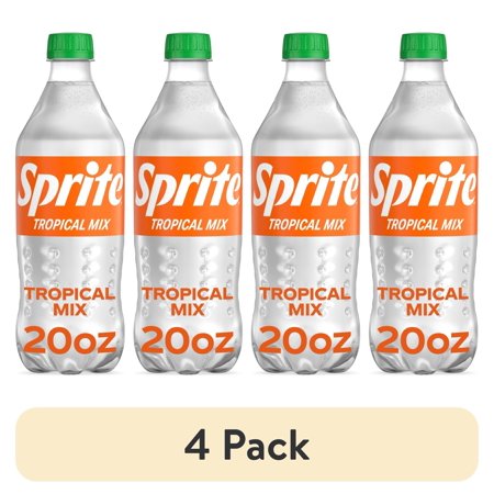 (4 pack) Sprite Tropical Mix Caffeine Free Soda Pop Bottle, 20 fl oz