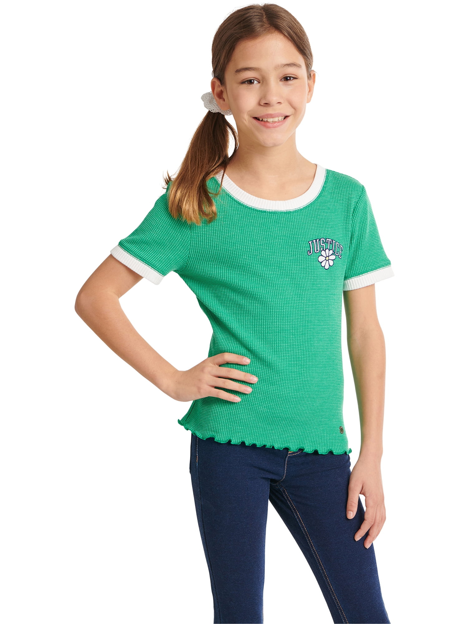 New Girls Green Long Sleeve T-Shirt Ribbed Spotty Ex High Street N£xT 9m to 7 y 