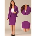 thumbnail image 2 of DARING DIVA Women's Collarless Blazer Formal 2pcs Skirt Suit Sets L Dark Purple, 2 of 6